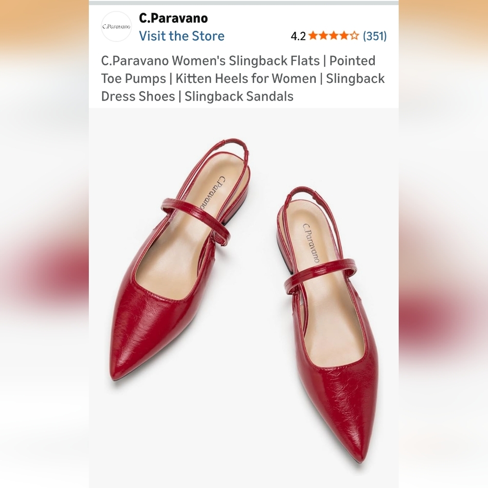 C.Paravano Red Slingback Flats